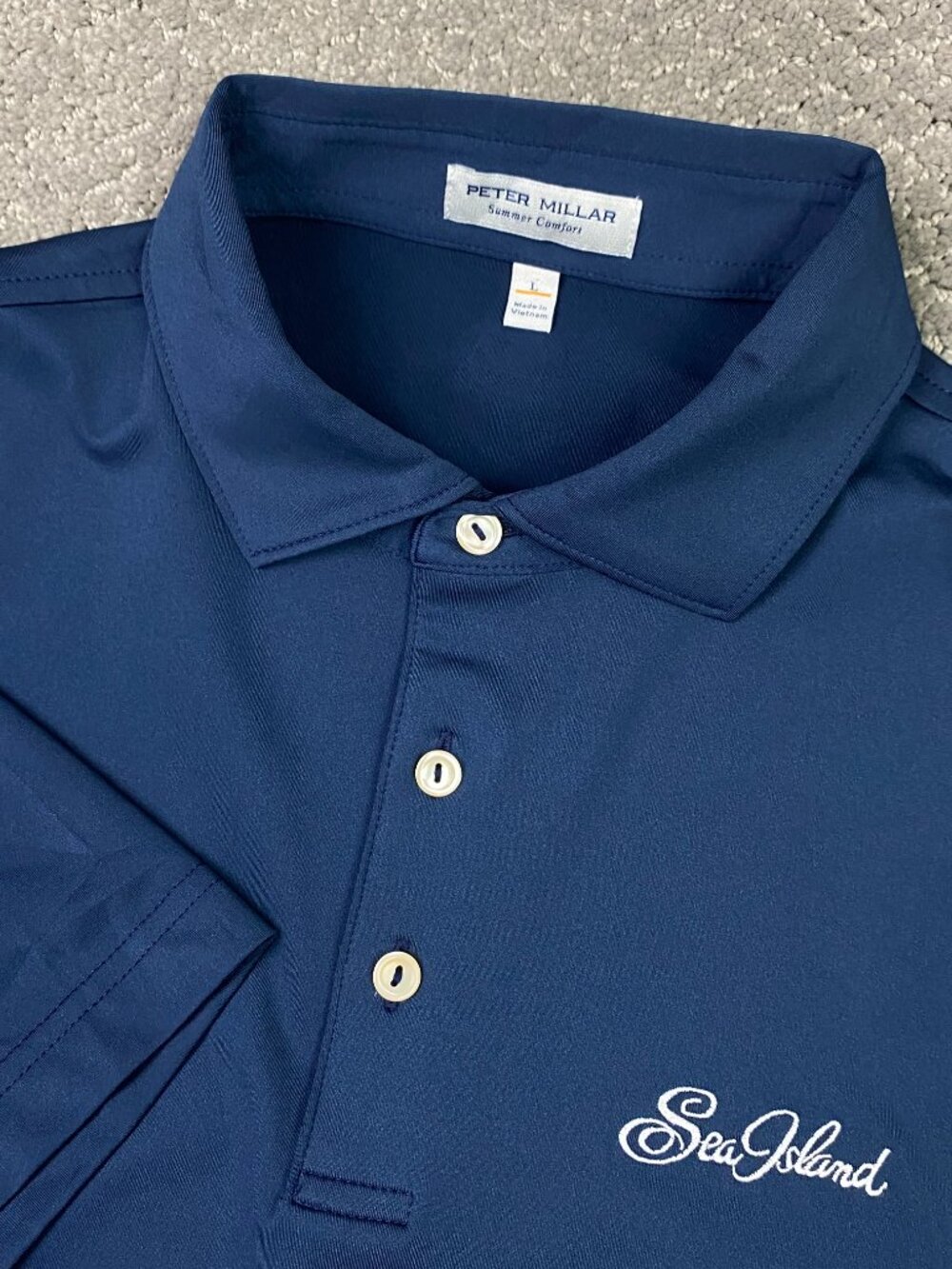 Peter Millar Summer Comfort Sea Island Polo Shirt Mens Large Blue NWOT Golf EK01